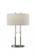 Load image into Gallery viewer, Metal Bedside Table Lamp With White Shade - Silver
