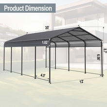 Load image into Gallery viewer, Metal Carport 12 X 20 Ft Heavy Duty With Galvanized Steel Roof Metal Garage Canopy With Galvanized Steel Roof &amp; Frame Car Tent Outdoor Storage Shed For Car Boats And Truck - Alabaster / Dark Gray

