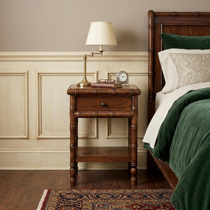 Solid Wood Spindle One Drawer Nightstand - Chestnut