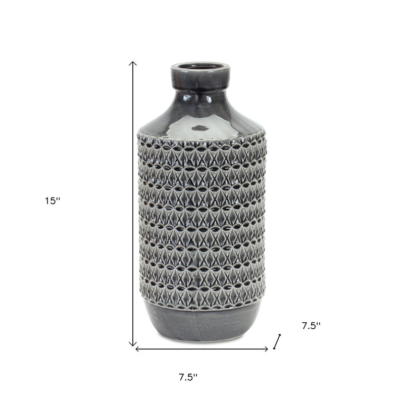 Geometric Cylinder Table Vase - Gray