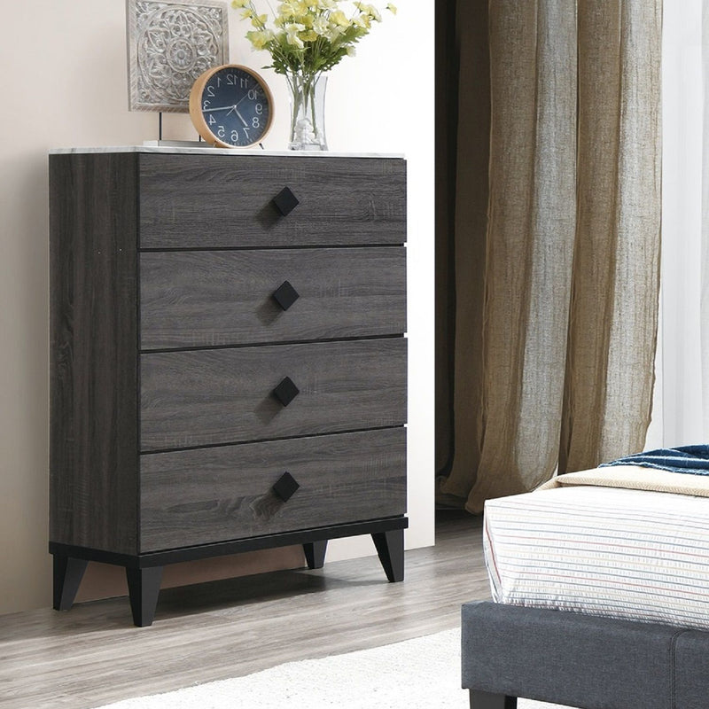 Bedroom Chest Of Drawers With 4 Drawer Storage - Gray / Gray