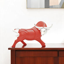 Load image into Gallery viewer, Bull Tabletop Sculpture - Red / Silver
