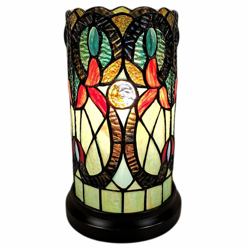 Mosaic Tile Stained Glass Accent Lamp - Beige And Orange