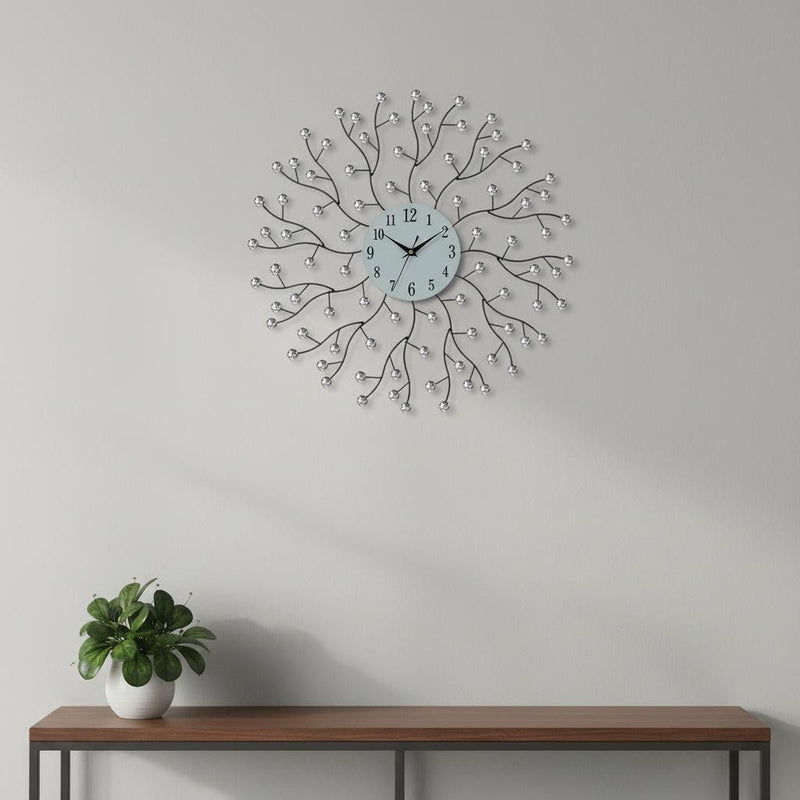 Silent Analog Round Wall Clock - Black / White / Clear