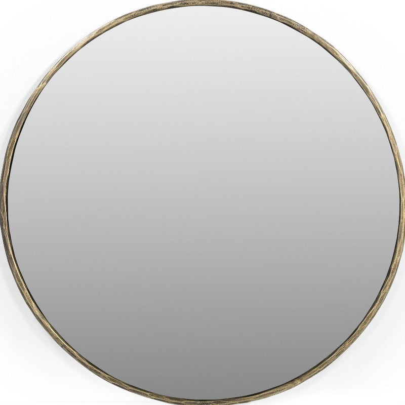 36" Round Iron Framed Accent Mirror - Brass