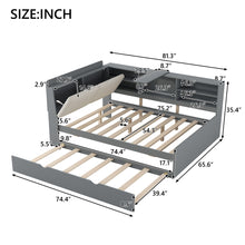 Load image into Gallery viewer, Platform Bed With Trundle, Shelves, And Storage Headboard
