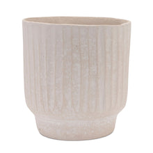 Load image into Gallery viewer, Recycled Textured Lines Urn Table Vase - Beige
