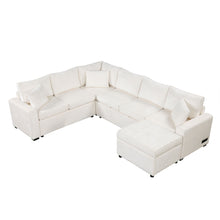 Load image into Gallery viewer, Sectional Sofa Pull-Out Sofa Bed Sleeper With A Storage Ottoman, Three Pillows And Charging Devices For Living Room
