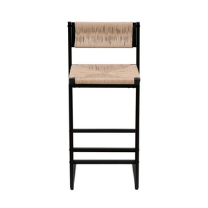 Bar Stools Paper Rope Weave Dining Chairs With Back Hand Weave Stools For Kichen Island, Bar & Counter (Set of 2)