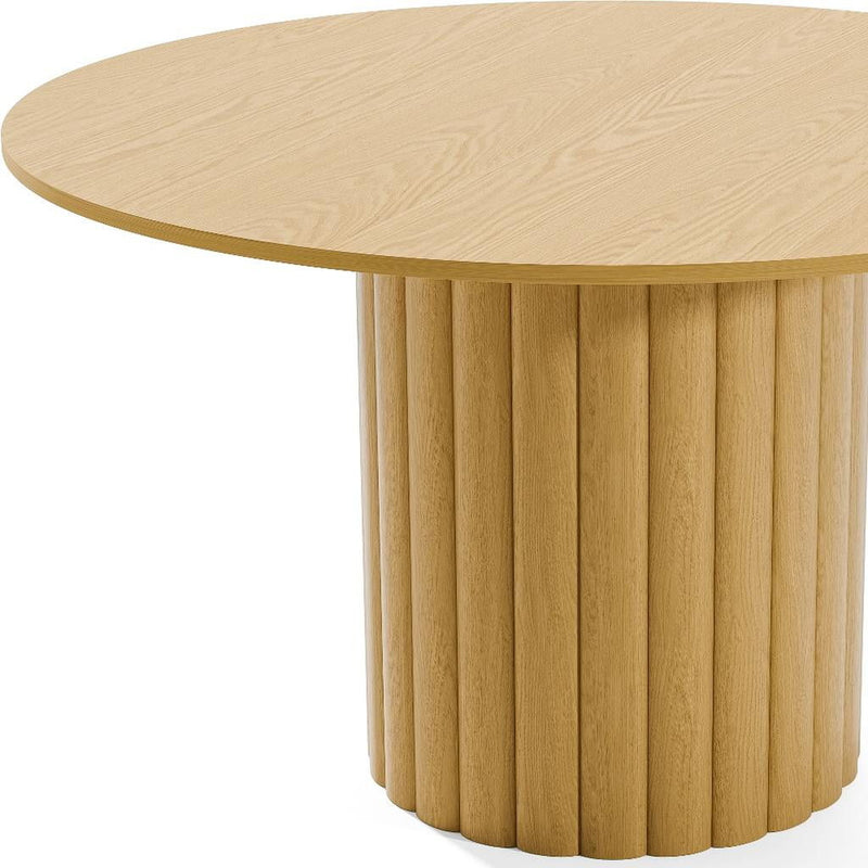 52'' Wood Pedestal Base Round Top Dining Table - Light Brown