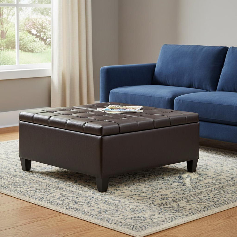 Cocktail Ottoman With Storage - Brown / Espresso