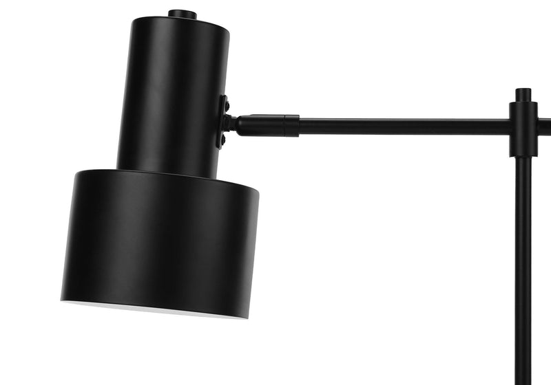Metal Round USB Table Lamp With Black Drum Shade - Black