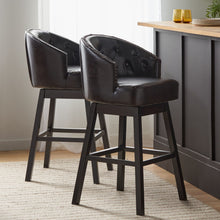 Load image into Gallery viewer, Mellifluous - 360 Degree Swivel Bar Stool With Stunning Nailhead Trim, (Set of 2)
