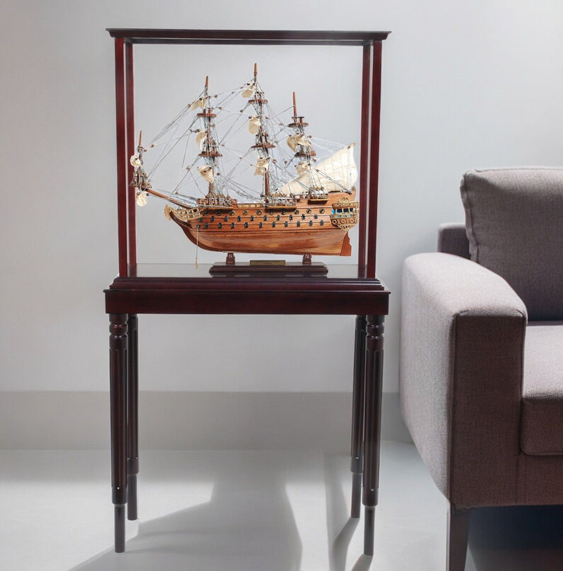 Hand Painted Model Boat Tabletop Sculpture (401923) - Brown