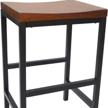 Load image into Gallery viewer, Backless Counter Height Bar Chair With Footrest 24" - Chestnut Brown and Black
