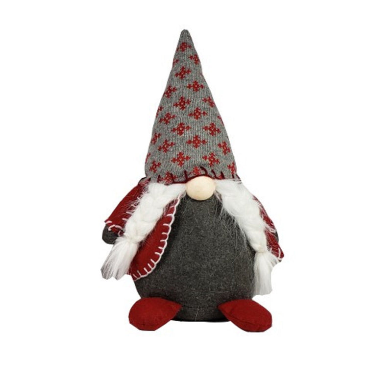 Fabric Christmas Santa Standing Gnome (527550) - Red / Gray / White