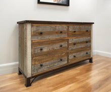 Load image into Gallery viewer, Solid Wooden Six Drawer Double Dresser - Brown
