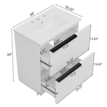 Load image into Gallery viewer, Fluted Bathroom Vanity With Ceramic Sink, Freestanding Cabinet

