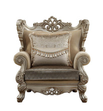 Load image into Gallery viewer, Fabric Geometric Arm Chair And Toss Pillow - Beige And Champagne
