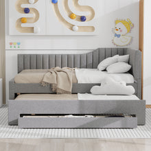 Load image into Gallery viewer, Upholstered Daybed With Trundle And 3 Drawers
