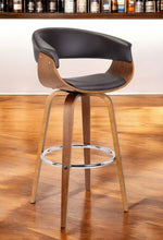 Load image into Gallery viewer, Faux Leather And Solid Wood Swivel Low Back Bar Height Bar Chair - Brown

