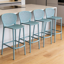 Load image into Gallery viewer, 26" Contemporary Heavy Duty Plastic Low Back Counter Height Bar Chairs (Set of 4) - Green

