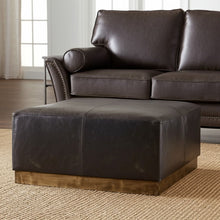 Load image into Gallery viewer, Faux Leather Footstool Ottoman - Black / Brown
