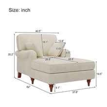 Load image into Gallery viewer, Oversized Chaise Lounge Chair Indoor With 2 Comfy Pillows Rolled Arms Corduroy Fabric Sleeper Sofa Chair For Living Room Bedroom - Beige
