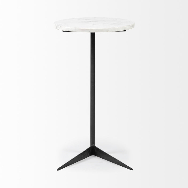 27" Marble Round End Table - Black And White