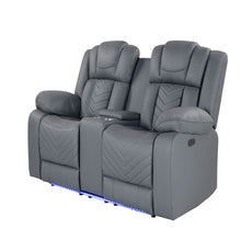 Load image into Gallery viewer, Raize - 10 Power Console Reclining Loveseat With LED - Gray
