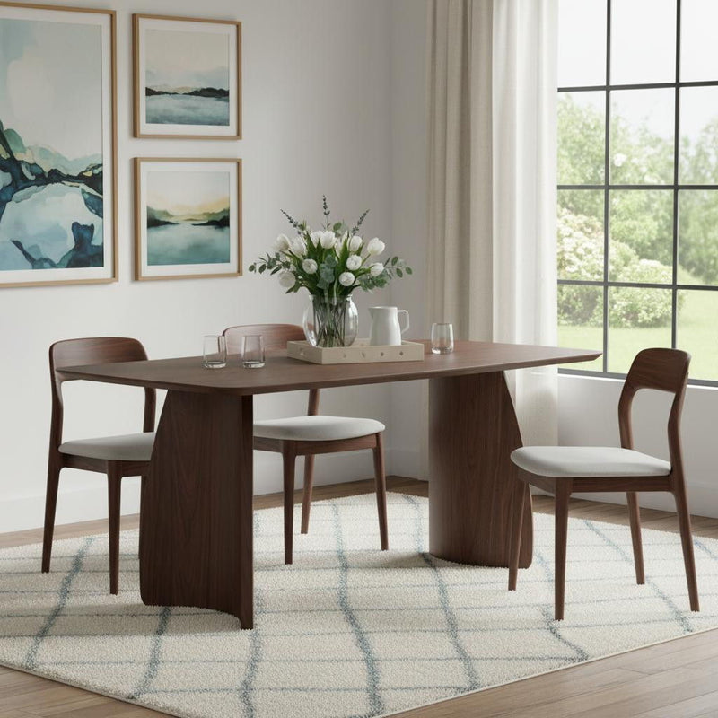 Wood Double Pedestal Base Dining Table - Walnut