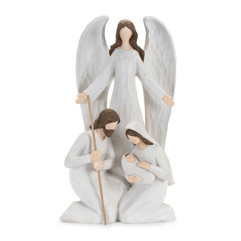 Poly Angel Christmas Tabletop Sculpture - White / Brown