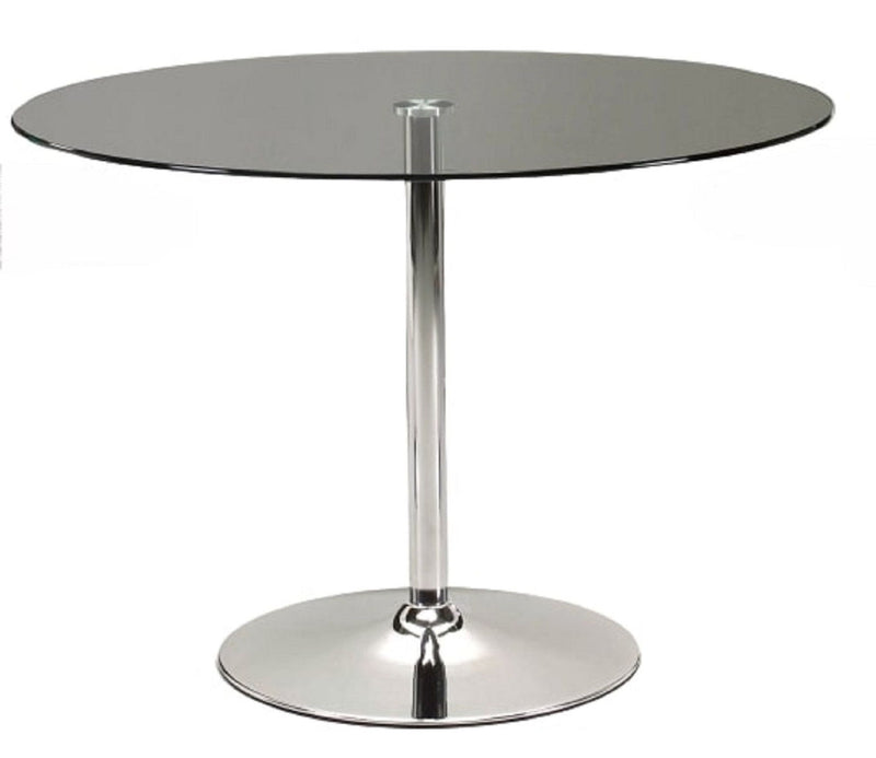 42" Glass And Metal Pedestal Base Round Top Dining Table - Clear