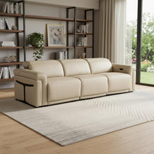Load image into Gallery viewer, Top Grain Leather Reclining Metal USB Sofa (720356) - Beige
