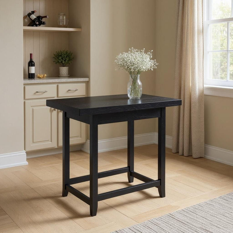 Solid Wood Rectangular Bar Table - Black