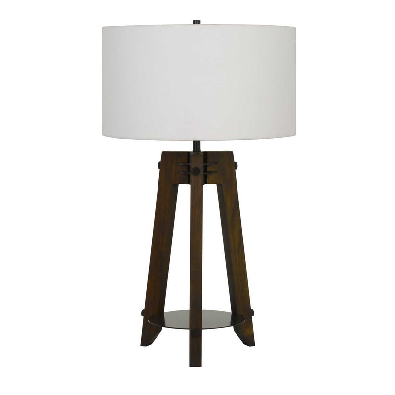 Metal Tripod Table Lamp With Off-White Drum Shade - Brown