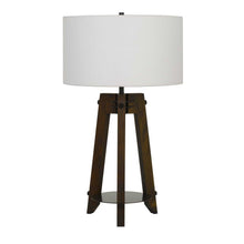 Load image into Gallery viewer, Metal Tripod Table Lamp With Off-White Drum Shade - Brown
