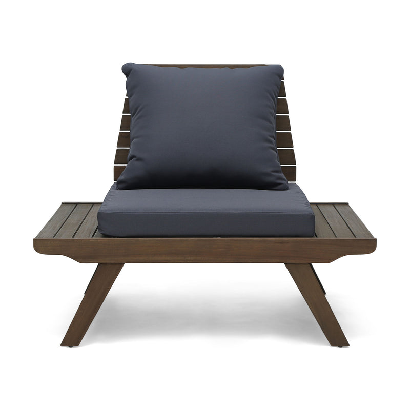 Aticus - 4 Person Outdoor Seating Group With Cushions, Slatted Club Chair - Dark Gray