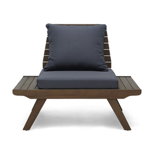 Aticus - 4 Person Outdoor Seating Group With Cushions, Slatted Club Chair - Dark Gray