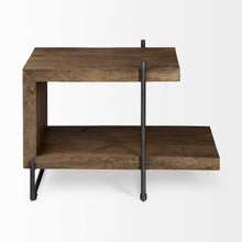 Load image into Gallery viewer, 22" Solid Wood Square End Table With Shelves - Brown
