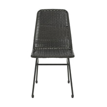 Load image into Gallery viewer, Outdoor Dining Chairs (Set of 2), Rattan Backrest And Cushions, Iron Frame - Dark Brown
