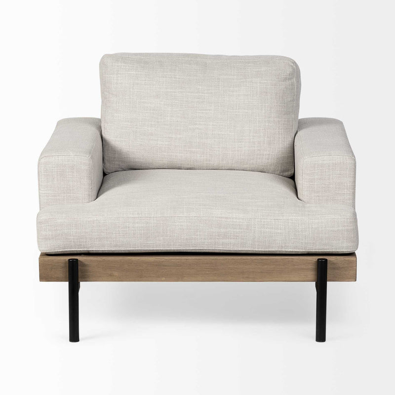 41" Fabric Arm Chair - Cream And Black