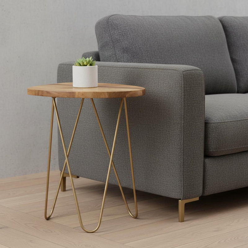 21" Round End Table - Gold