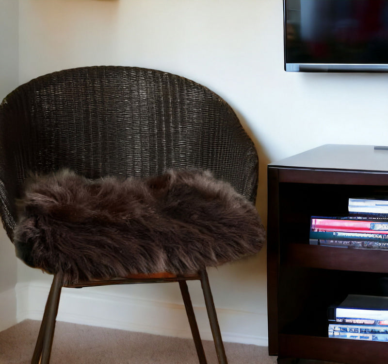 17" Faux Fur Dining Chair Pads (Set of 2) - Chocolate