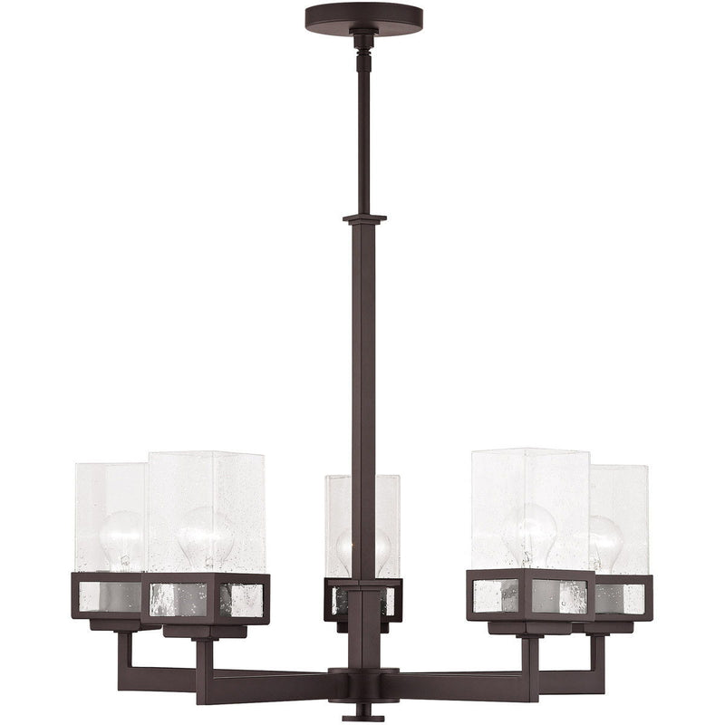 29" Five Light Dimmable Chandelier With Shades - Bronze