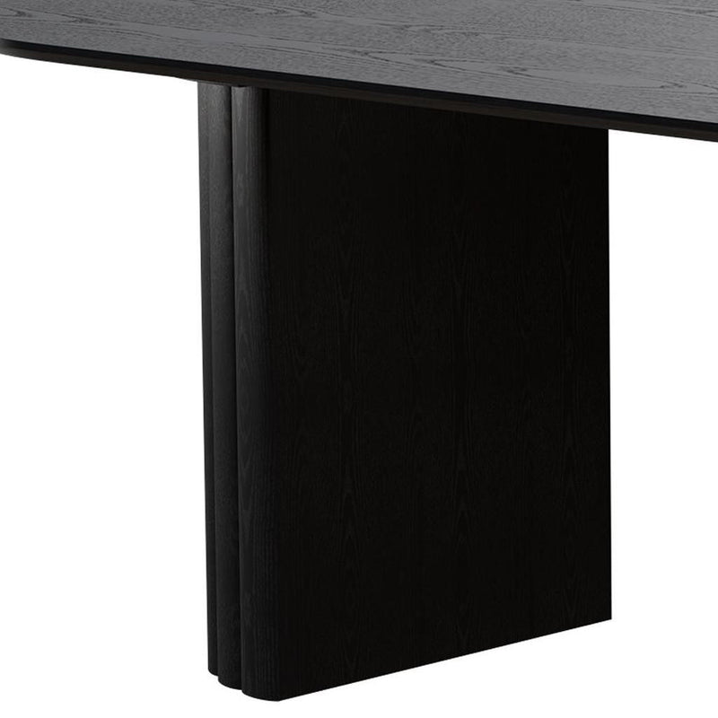 Solid Wood Pedestal Base Oval Dining Table - Black
