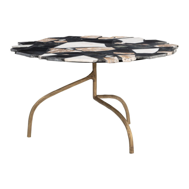 Terrazzo Iron Free Form Pedestal Coffee Table - Black / Gold