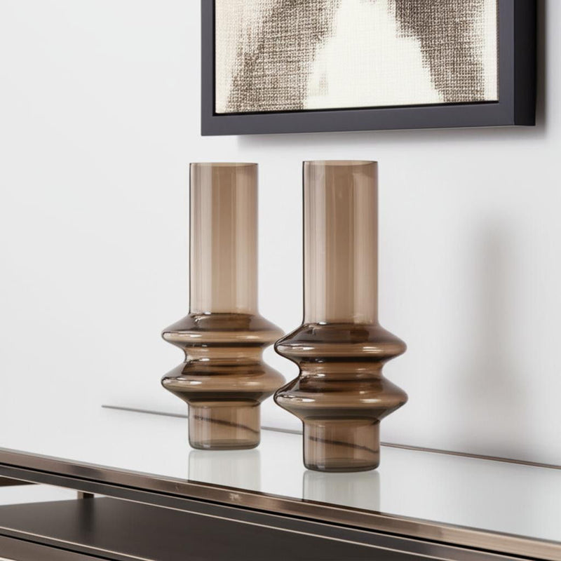 Translucent Cylinder Table Vases (Set of 2) - Taupe