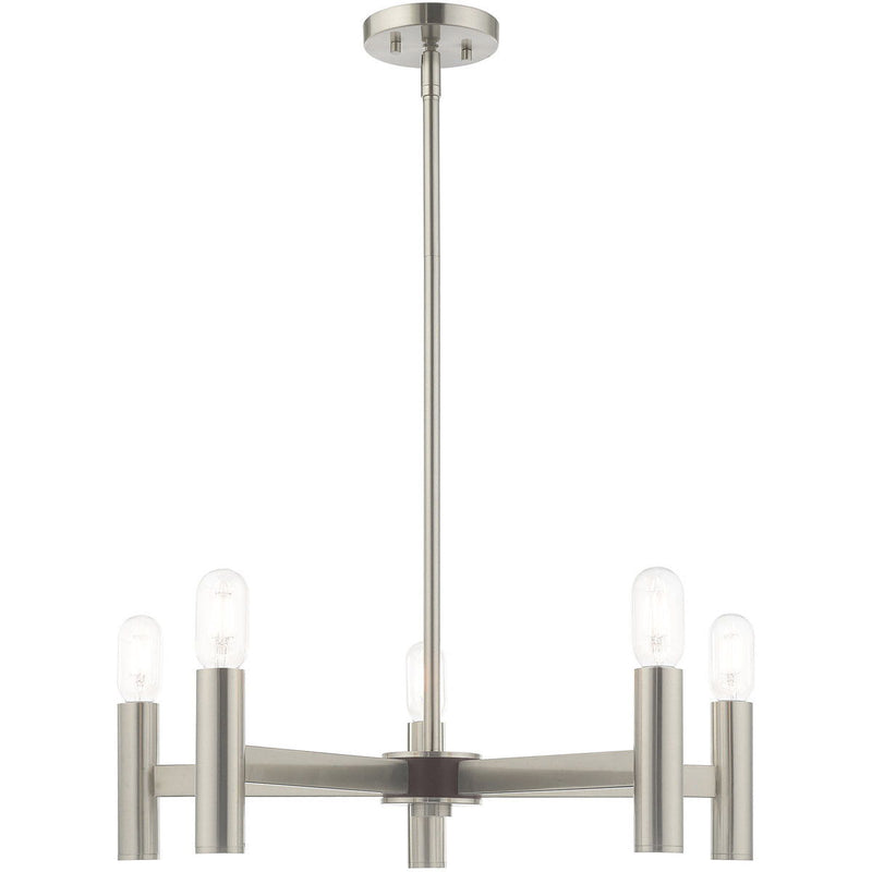 19'' Five Light Dimmable Chandelier With Shades - Nickel