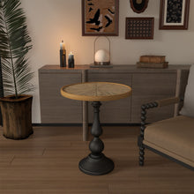 Load image into Gallery viewer, Round End Table With Pedestal Base - Natural Wood
